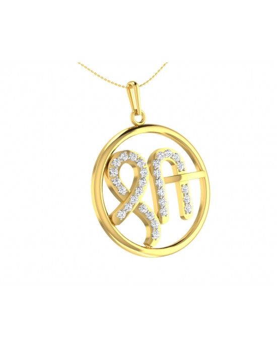 Auspicious Shri Pendant in Gold with diamonds Auspicious Shri Pendant in Gold with diamonds