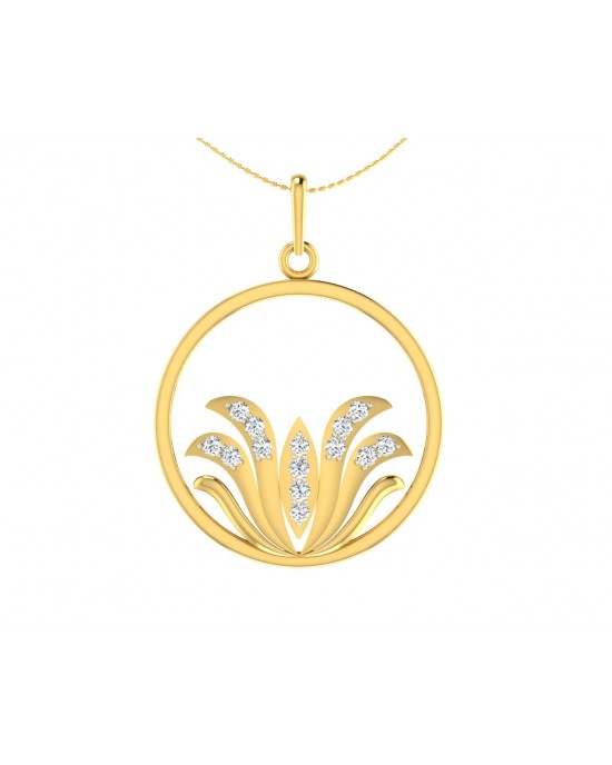Auspicious Lotus Pendant in Gold with Diamonds Auspicious Lotus Pendant in Gold with Diamonds