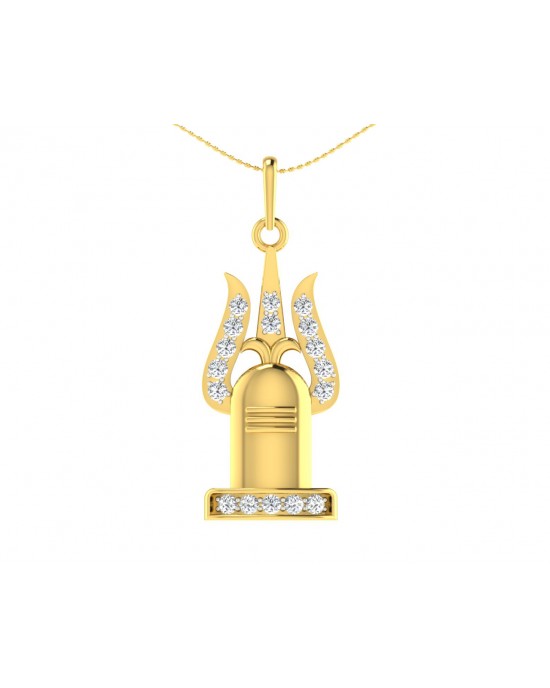 Shiv Trishul & Shivling pendant in Gold with diamonds Shiv Trishul & Shivling pendant in Gold with diamonds