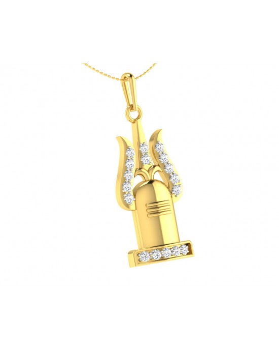Shiv Trishul & Shivling pendant in Gold with diamonds Shiv Trishul & Shivling pendant in Gold with diamonds