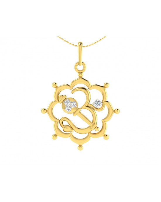 Propitious Om with Mace pendant in gold & diamonds Propitious Om with Mace pendant in gold & diamonds