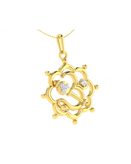 Propitious Om with Mace pendant in gold & diamonds Propitious Om with Mace pendant in gold & diamonds