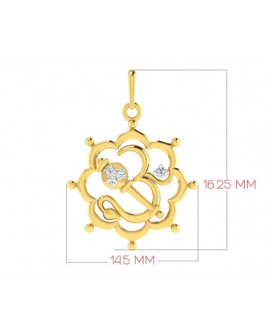 Propitious Om with Mace pendant in gold & diamonds Propitious Om with Mace pendant in gold & diamonds