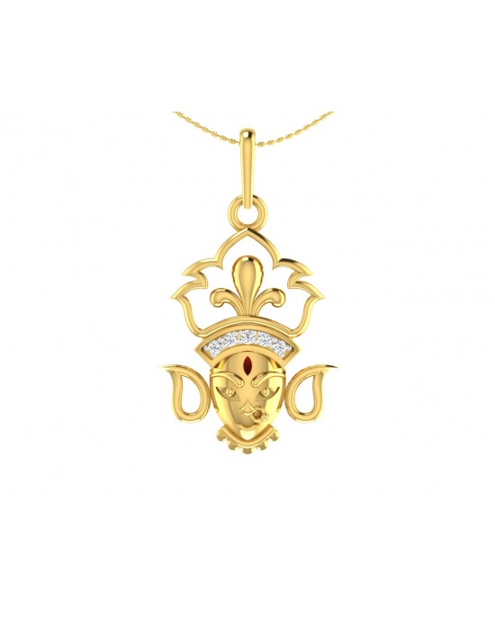 Auspicious Durga Pendant in Gold with diamonds Auspicious Durga Pendant in Gold with diamonds