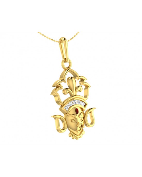Auspicious Durga Pendant in Gold with diamonds Auspicious Durga Pendant in Gold with diamonds