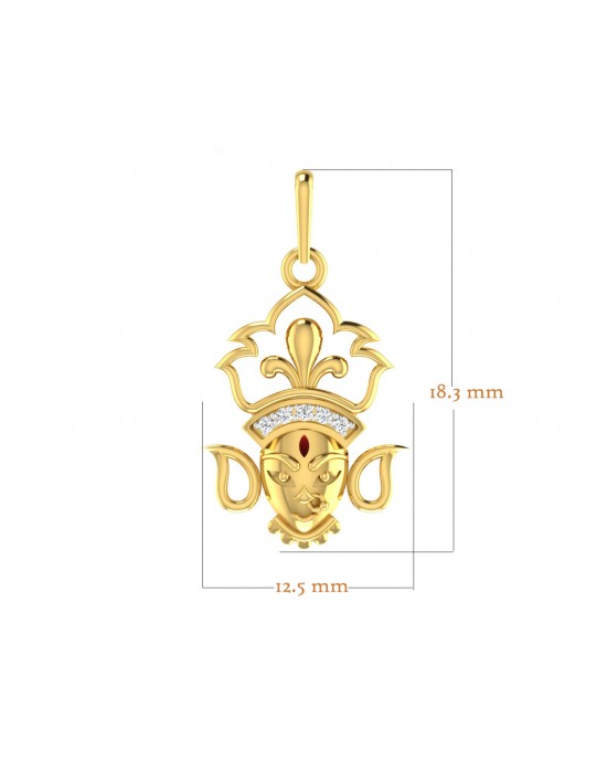 Auspicious Durga Pendant in Gold with diamonds Auspicious Durga Pendant in Gold with diamonds