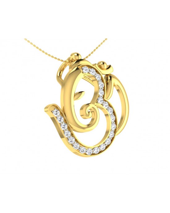 Propitious Om Ganpati Pendant in gold with diamonds Propitious Om Ganpati Pendant in gold with diamonds