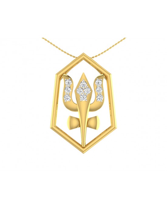 Shiv Trishul & Damroo Pendant in gold with diamonds Shiv Trishul & Damroo Pendant in gold with diamonds