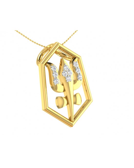 Shiv Trishul & Damroo Pendant in gold with diamonds Shiv Trishul & Damroo Pendant in gold with diamonds