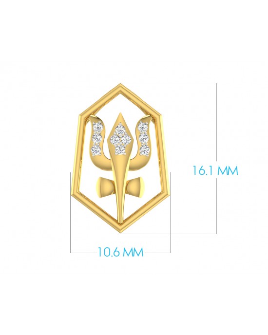 Shiv Trishul & Damroo Pendant in gold with diamonds Shiv Trishul & Damroo Pendant in gold with diamonds