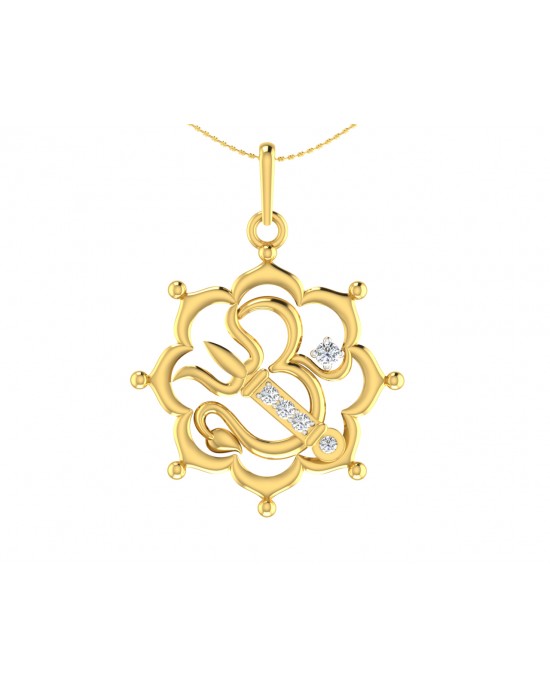 Auspicious Om with Trident pendant in Gold Auspicious Om with Trident pendant in Gold