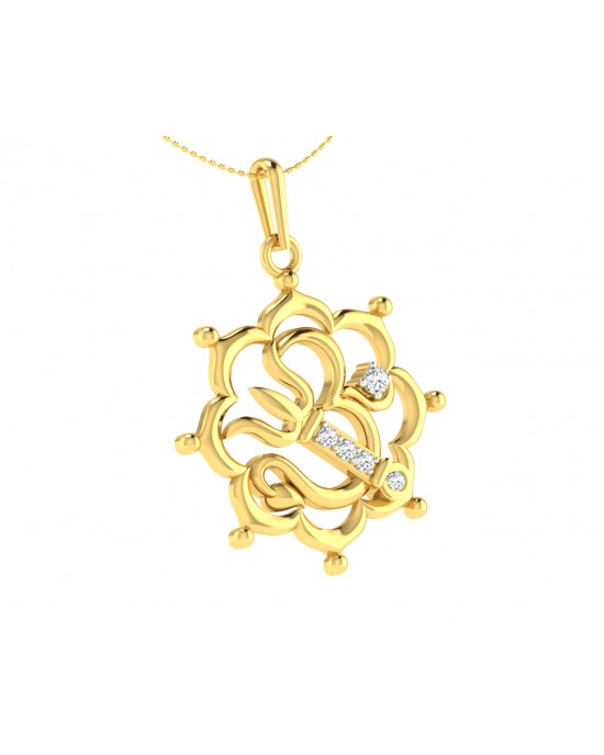 Auspicious Om with Trident pendant in Gold Auspicious Om with Trident pendant in Gold
