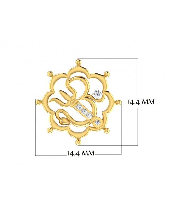Auspicious Om with Trident pendant in Gold Auspicious Om with Trident pendant in Gold