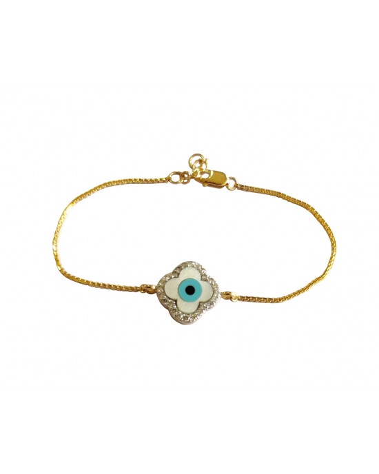 Evil eye clover bracelet in gold with diamonds Evil eye clover bracelet in gold with diamonds