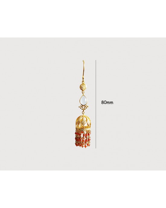 Long Jhumkis in silver with Color stones Long Jhumkis in silver with Color stones