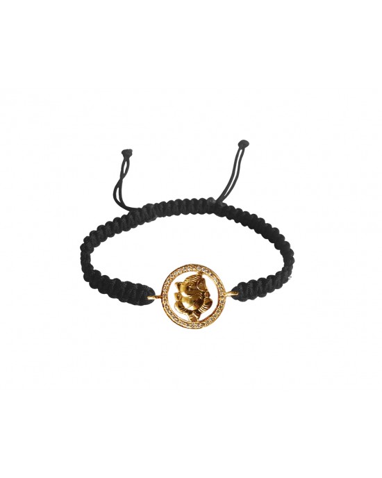 Shri Ganesh Charm bracelet in Gold with Diamonds on Thread Shri Ganesh Charm bracelet in Gold with Diamonds on Thread