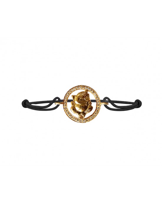 Shri Ganesh Charm bracelet in Gold with Diamonds on Thread Shri Ganesh Charm bracelet in Gold with Diamonds on Thread