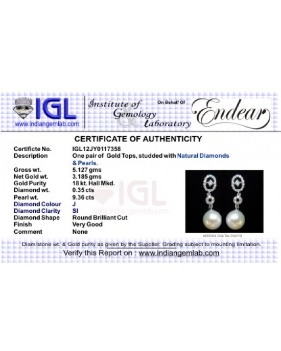 Diamond Earring with Pearl Diamond Earring with Pearl