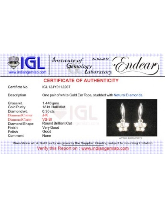 Diamond Butterflies Earring in White Gold Diamond Butterflies Earring in White Gold