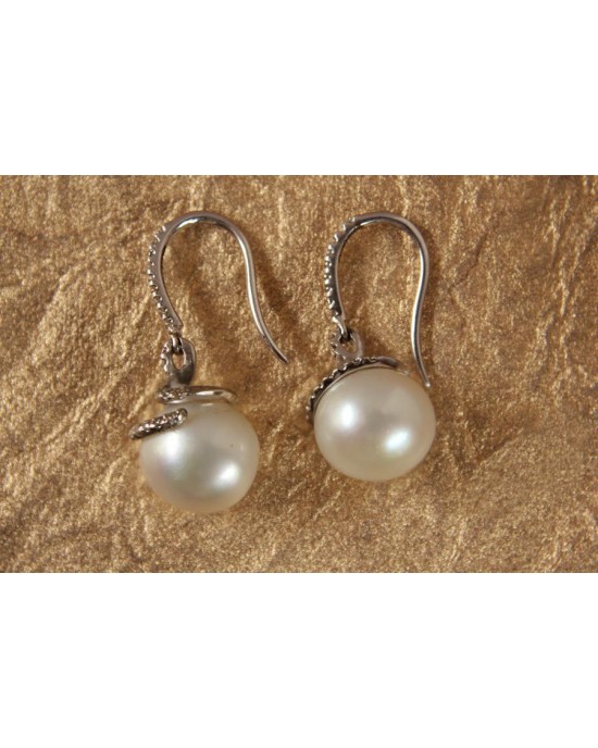 Pearl Drops on Diamond Hoops Pearl Drops on Diamond Hoops