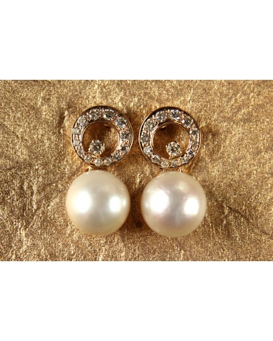 Diamond Earrings with Pearl Drop Diamond Earrings with Pearl Drop