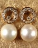 Diamond Earrings with Pearl Drop Diamond Earrings with Pearl Drop
