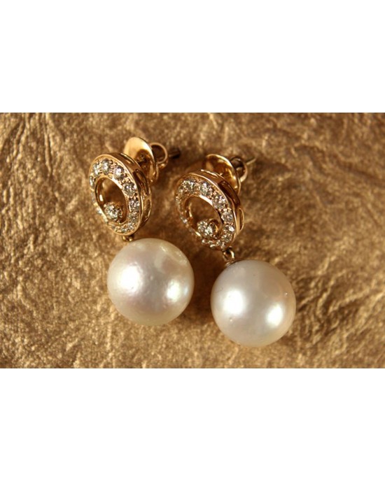 Diamond Earrings with Pearl Drop Diamond Earrings with Pearl Drop