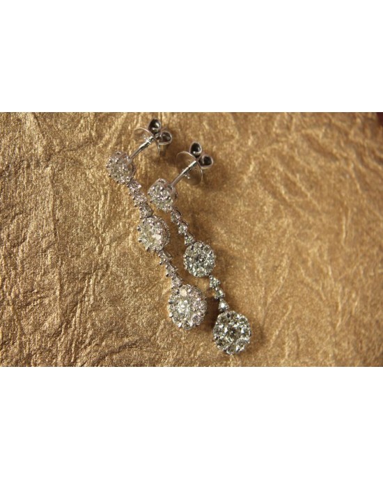 Diamond Earrings with Hanging Clusters Diamond Earrings with Hanging Clusters
