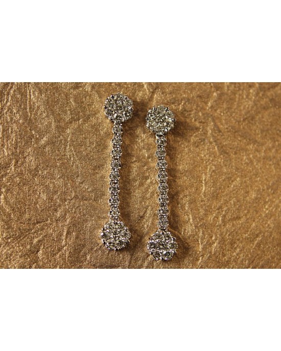 Diamond Double Cluster Hanging Earring Diamond Double Cluster Hanging Earring