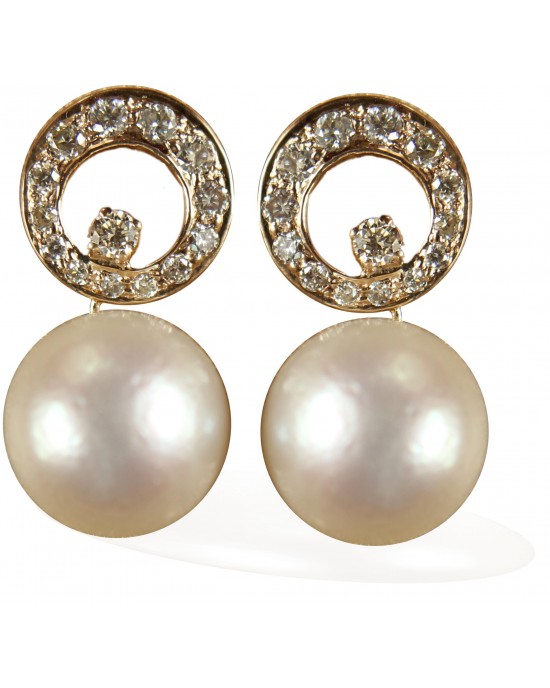 Diamond Earrings with Pearl Drop Diamond Earrings with Pearl Drop