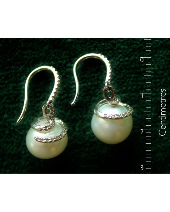 Pearl Drops on Diamond Hoops Pearl Drops on Diamond Hoops