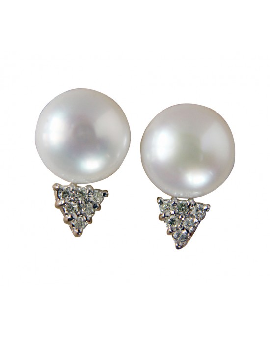 Pearl & Diamond Earring Studs Pearl & Diamond Earring Studs