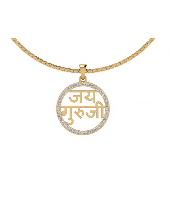 Jai Guru Ji Pendant with diamonds in 14k Gold Jai Guru Ji Pendant with diamonds in 14k Gold