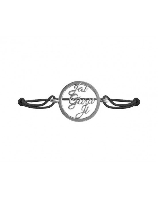 Jai Guru Ji Silver Bracelet with Single Diamond Jai Guru Ji Silver Bracelet with Single Diamond