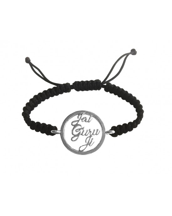 Jai Guru Ji Silver Bracelet with Single Diamond Jai Guru Ji Silver Bracelet with Single Diamond