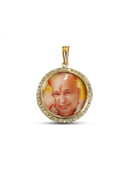 Diamond studded auspicious Guruji swaroop pendant in gold Diamond studded auspicious Guruji swaroop pendant in gold