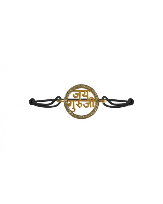 Jai Guru Ji Blessing Bracelet in Gold with Diamond Border Jai Guru Ji Blessing Bracelet in Gold with Diamond Border