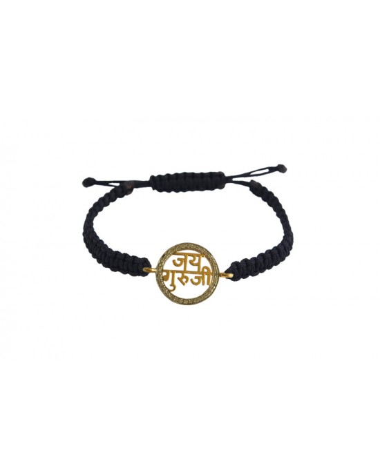 Jai Guru Ji Blessing Bracelet in Gold with Diamond Border Jai Guru Ji Blessing Bracelet in Gold with Diamond Border