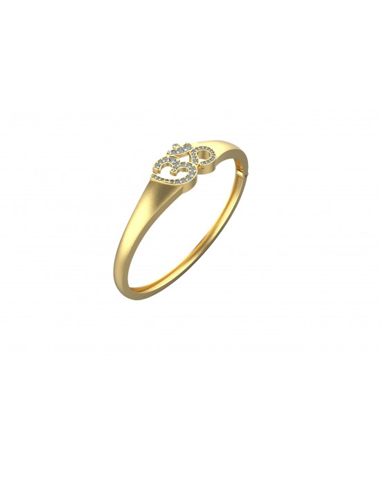 Propitious Gold OM bangle with diamonds in 14k hallmarked gold Propitious Gold OM bangle with diamonds in 14k hallmarked gold