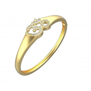 Propitious Gold OM bangle with diamonds in 14k hallmarked gold
