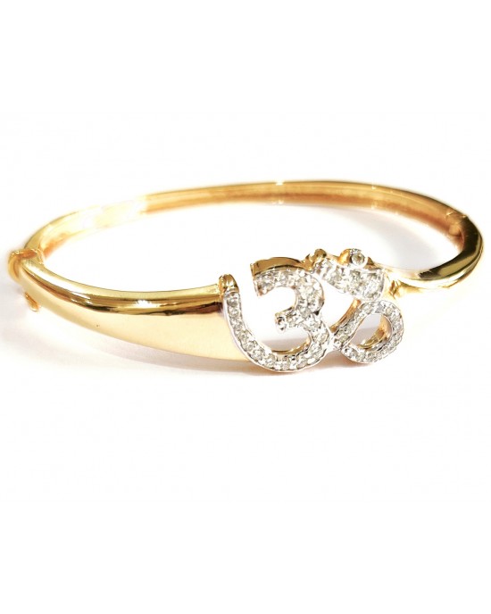 Propitious Gold OM bangle with diamonds in 14k hallmarked gold Propitious Gold OM bangle with diamonds in 14k hallmarked gold