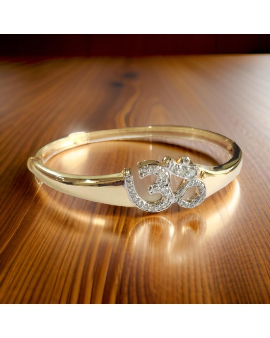 Propitious Gold OM bangle with diamonds in 14k hallmarked gold Propitious Gold OM bangle with diamonds in 14k hallmarked gold