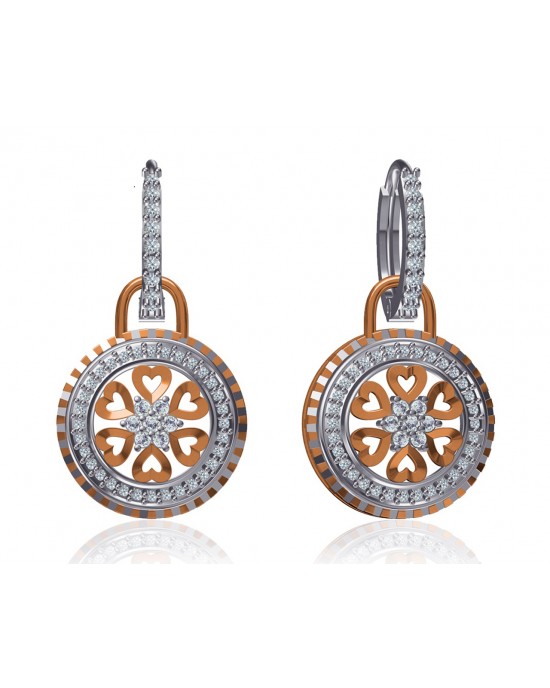 Saba Diamond Dangle earrings on diamond hoops in gold Saba Diamond Dangle earrings on diamond hoops in gold