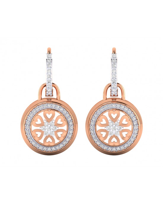 Saba Diamond Dangle earrings on diamond hoops in gold Saba Diamond Dangle earrings on diamond hoops in gold