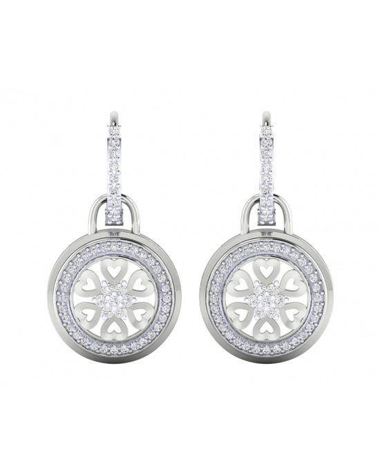 Saba Diamond Dangle earrings on diamond hoops in gold Saba Diamond Dangle earrings on diamond hoops in gold