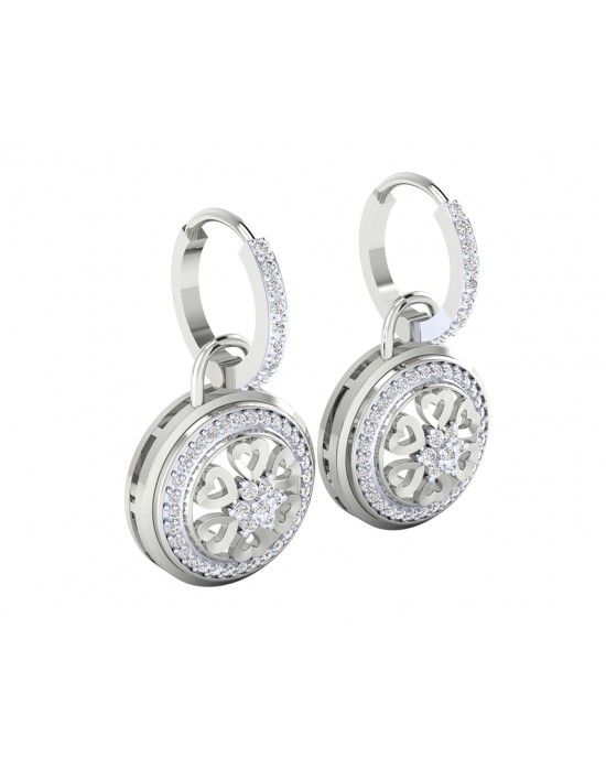Saba Diamond Dangle earrings on diamond hoops in gold Saba Diamond Dangle earrings on diamond hoops in gold