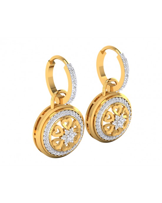 Saba Diamond Dangle earrings on diamond hoops in gold Saba Diamond Dangle earrings on diamond hoops in gold