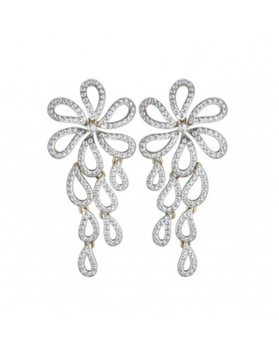 Long Diamond Floral Earring Long Diamond Floral Earring