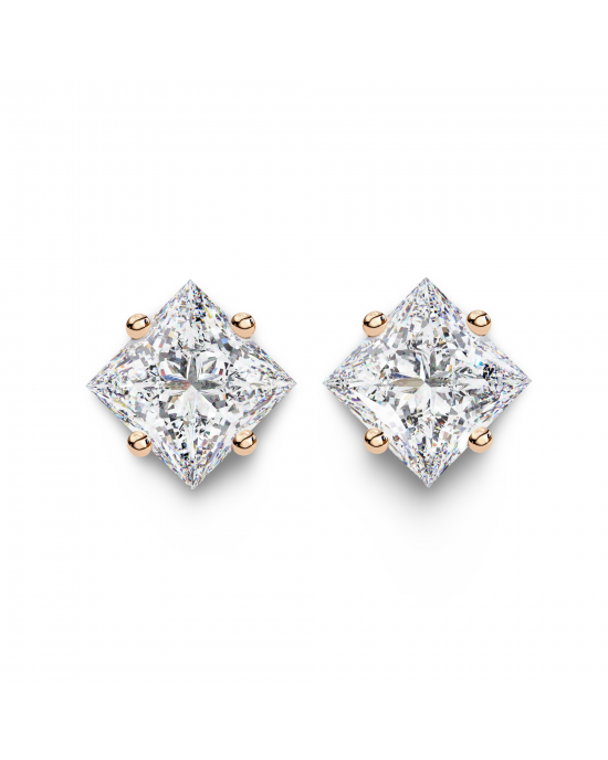 Princess Lab Grown Diamond Solitaire Ear Studs in Gold Princess Lab Grown Diamond Solitaire Ear Studs in Gold