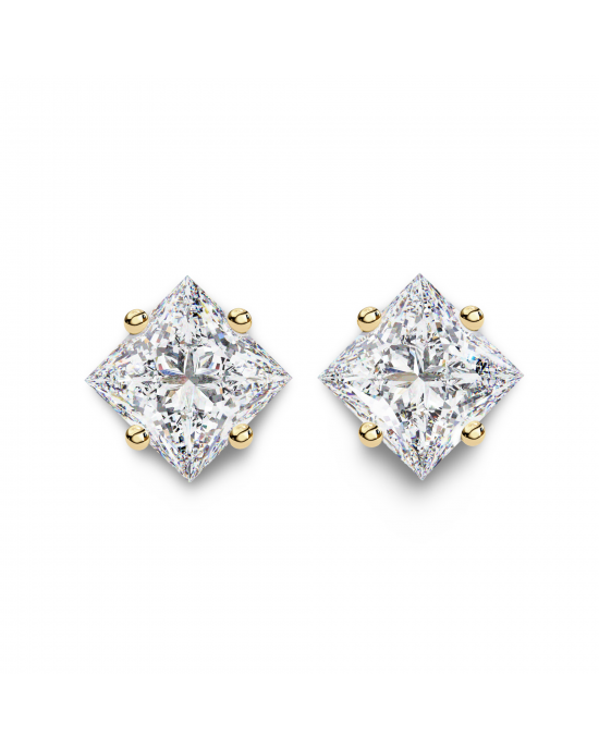 Princess Lab Grown Diamond Solitaire Ear Studs in Gold Princess Lab Grown Diamond Solitaire Ear Studs in Gold